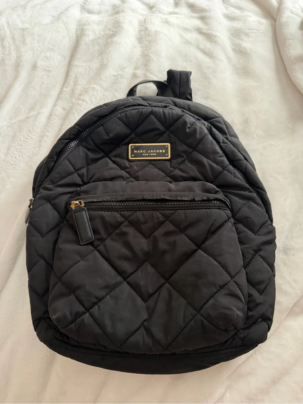Marc Jacobs Black Quilted Nylon Backpack with Gold Plaque - Picture 2 of 7